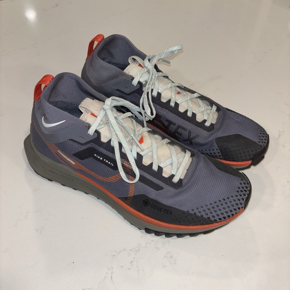 Nike React Pegasus Trail 4 GTX Gray Orange Waterproof Running Shoes 9.5 DJ7926